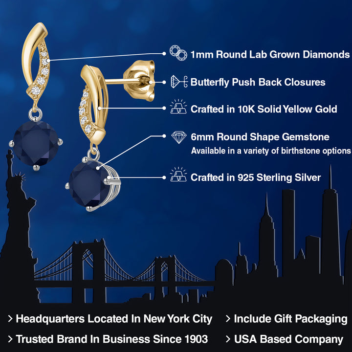 Earrings in 925 Sterling Silver and 10K Yellow Gold