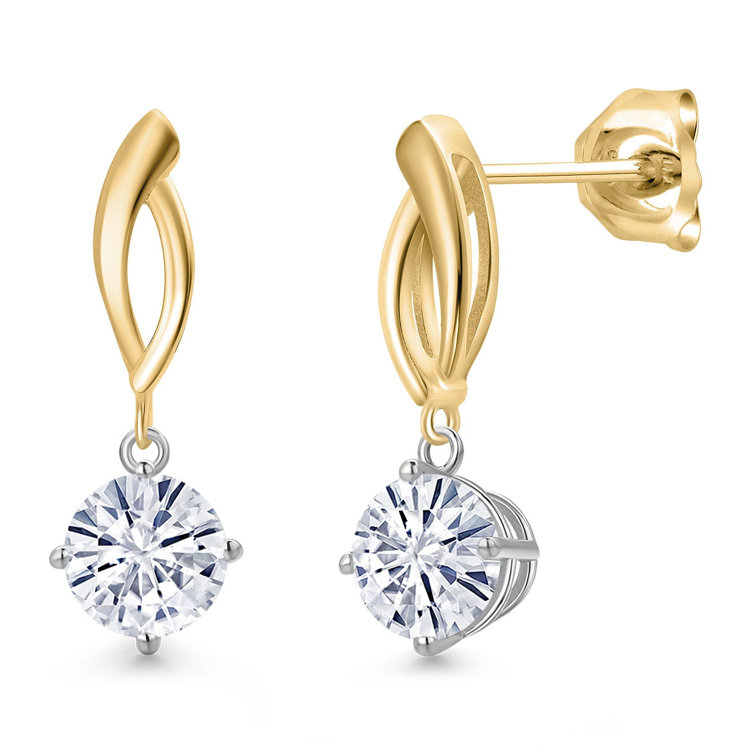 Earrings in 925 Sterling Silver and 10K Yellow Gold
