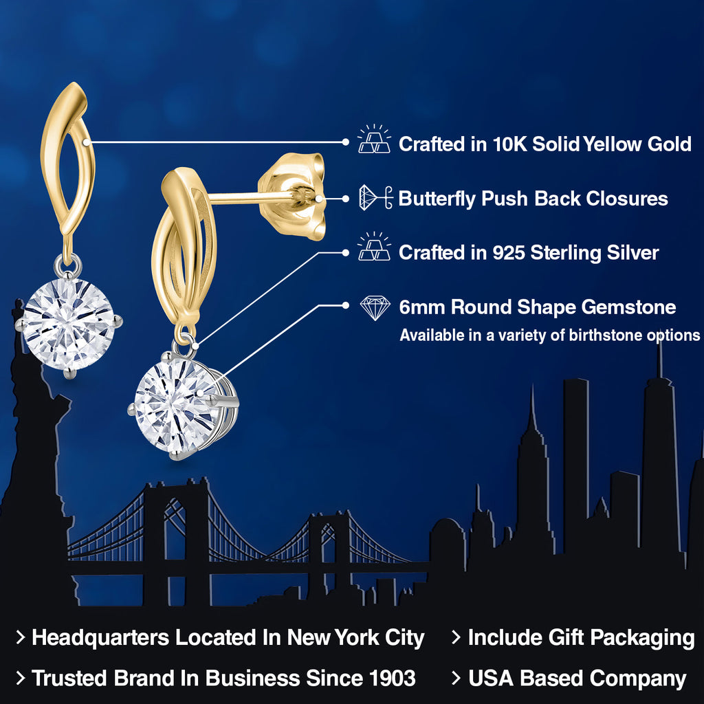 Earrings in 925 Sterling Silver and 10K Yellow Gold