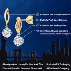 Earrings in 925 Sterling Silver and 10K Yellow Gold