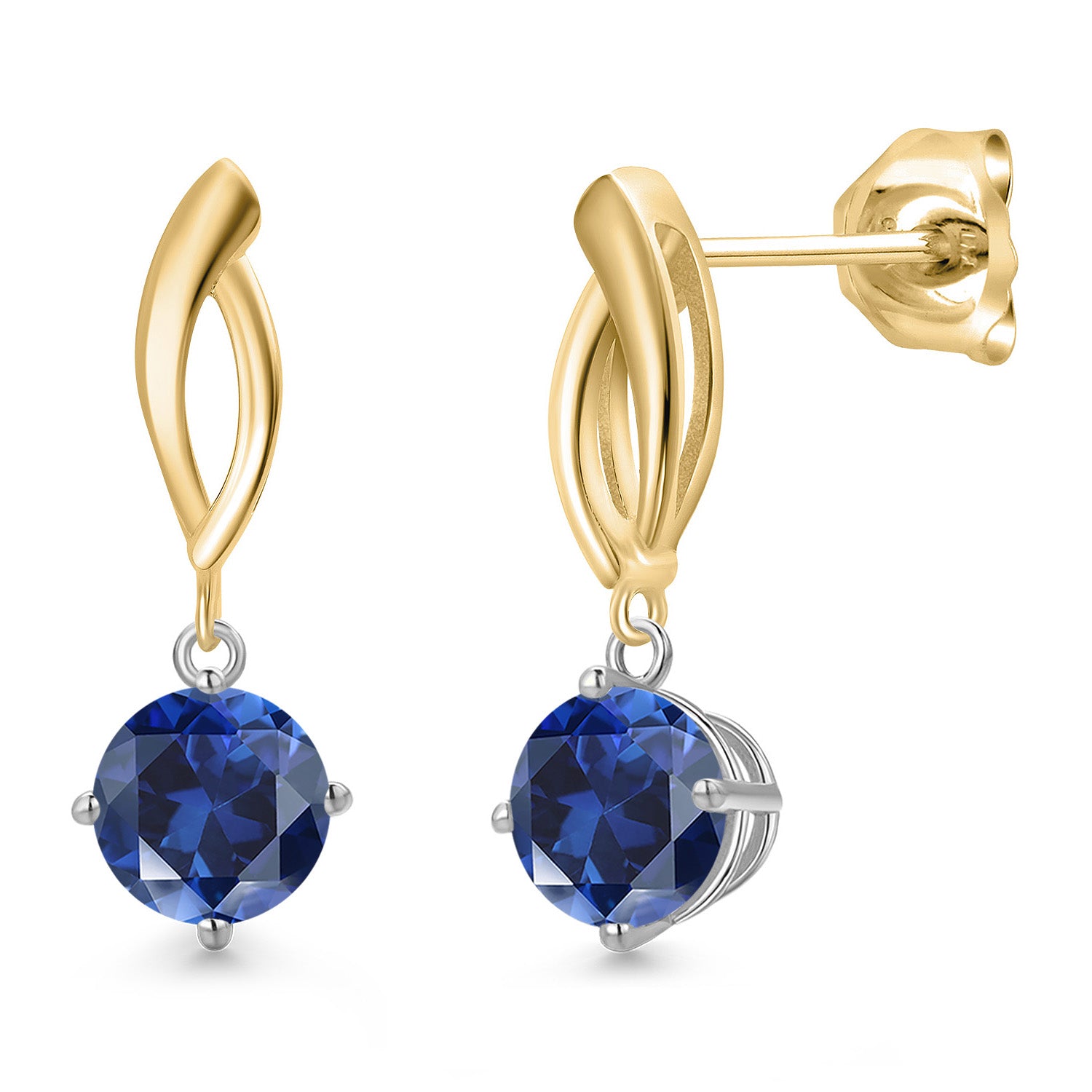 Earrings in 925 Sterling Silver and 10K Yellow Gold
