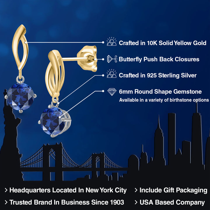 Earrings in 925 Sterling Silver and 10K Yellow Gold