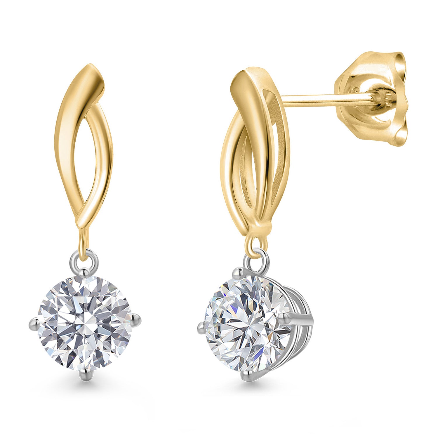 Earrings in 925 Sterling Silver and 10K Yellow Gold