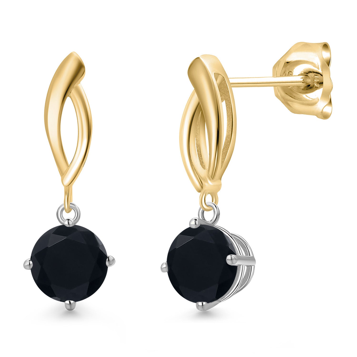 Earrings in 925 Sterling Silver and 10K Yellow Gold