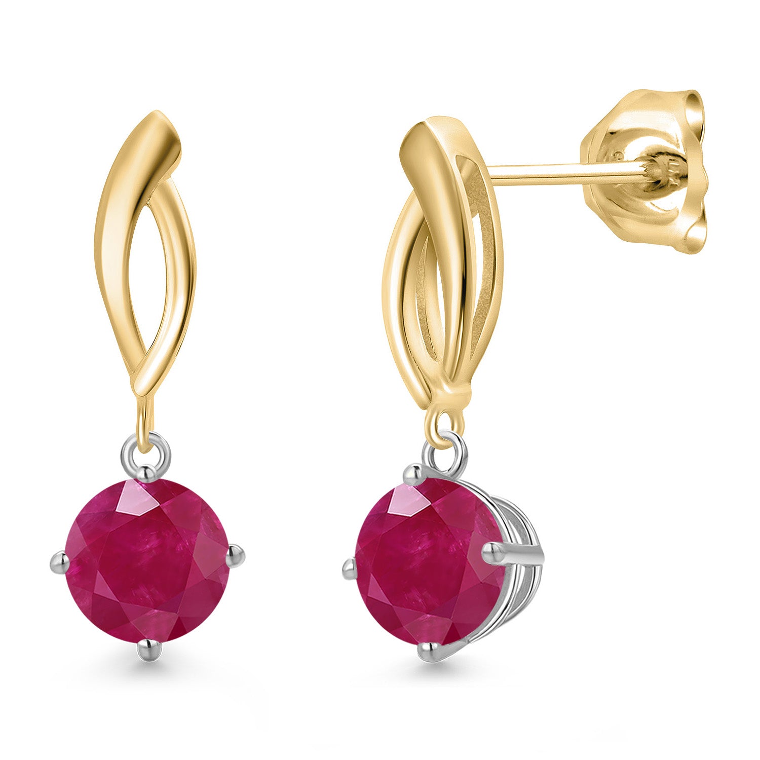 Earrings in 925 Sterling Silver and 10K Yellow Gold