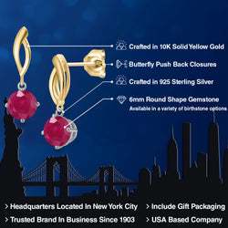 Earrings in 925 Sterling Silver and 10K Yellow Gold