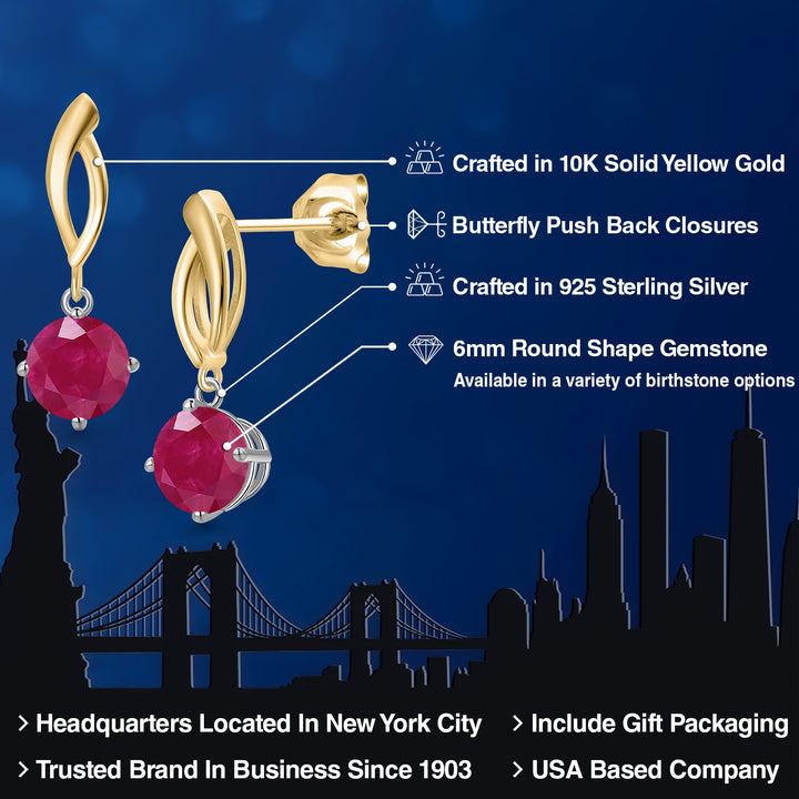 Earrings in 925 Sterling Silver and 10K Yellow Gold