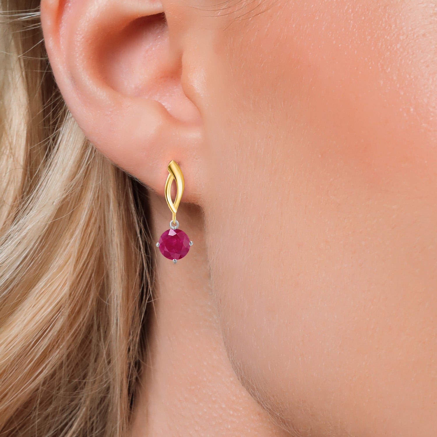 Earrings in 925 Sterling Silver and 10K Yellow Gold