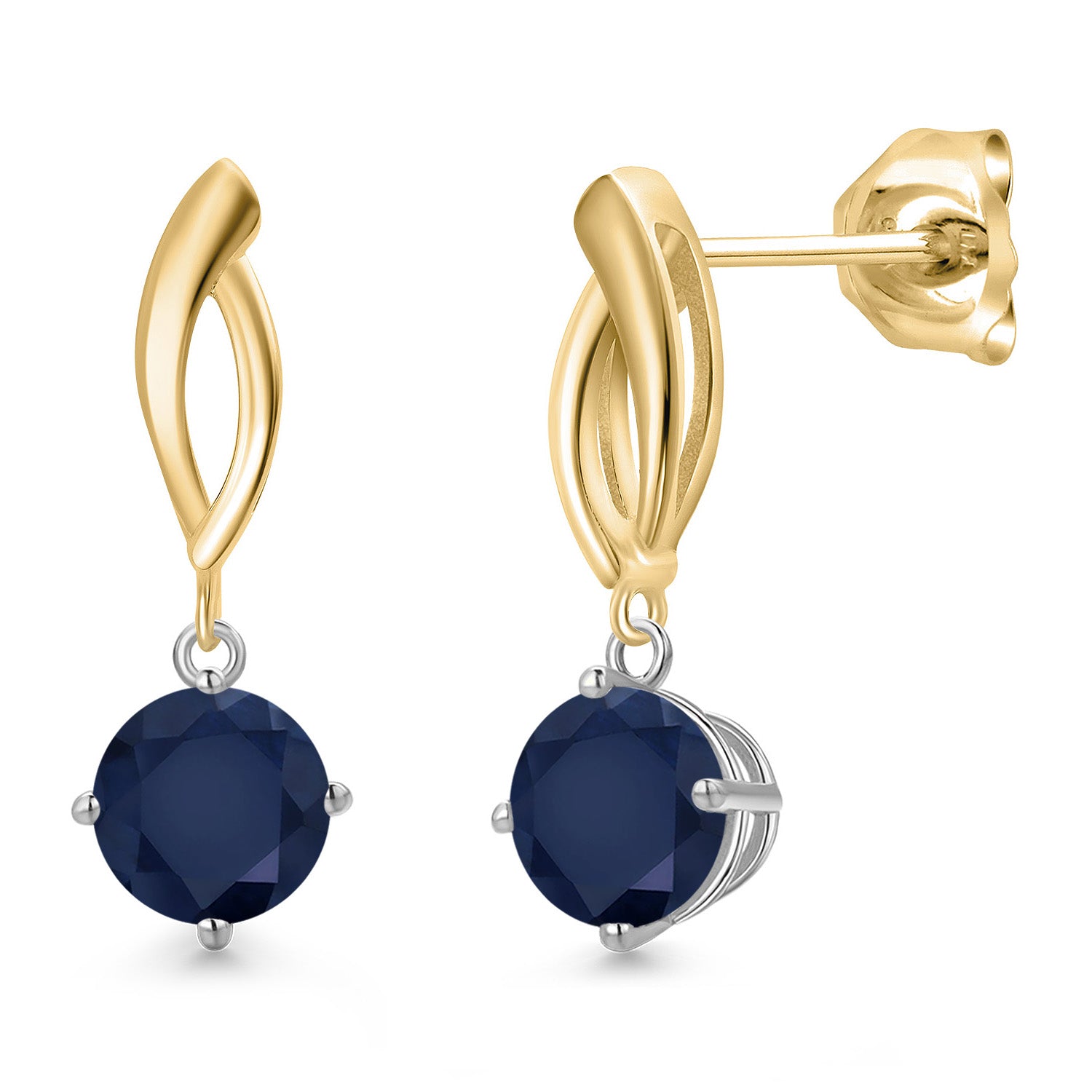 Earrings in 925 Sterling Silver and 10K Yellow Gold