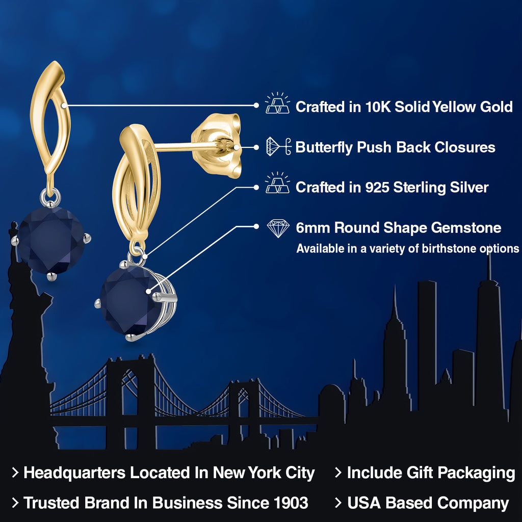 Earrings in 925 Sterling Silver and 10K Yellow Gold