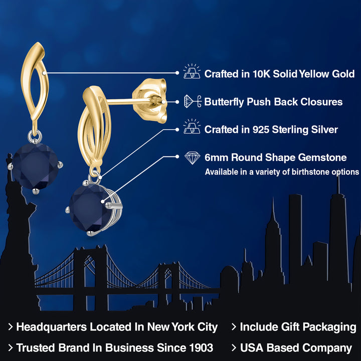 Earrings in 925 Sterling Silver and 10K Yellow Gold