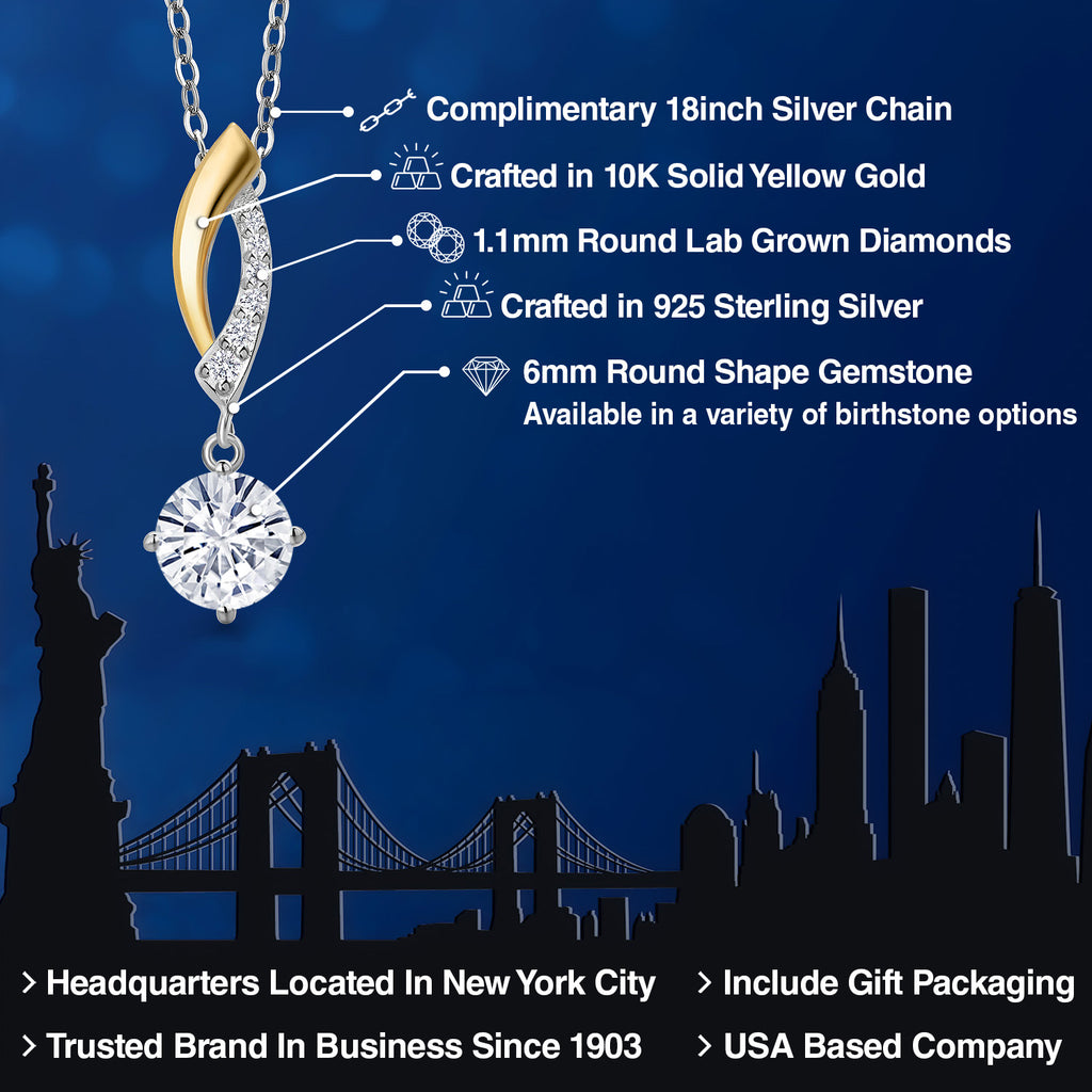 Pendant in 925 Sterling Silver and 10K Yellow Gold