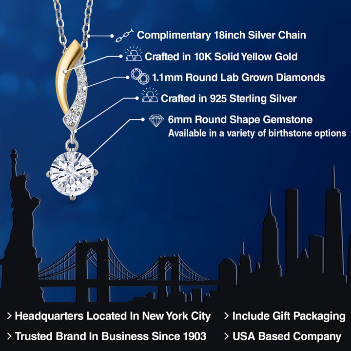 Pendant in 925 Sterling Silver and 10K Yellow Gold