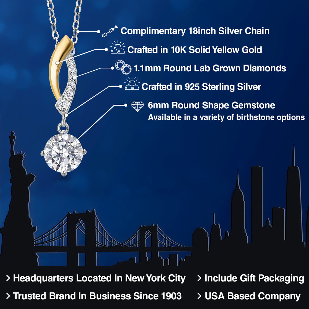 Pendant in 925 Sterling Silver and 10K Yellow Gold