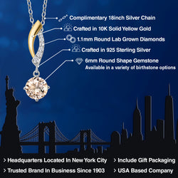 Pendant in 925 Sterling Silver and 10K Yellow Gold