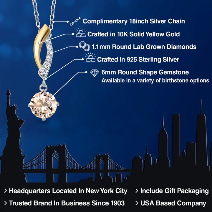 Pendant in 925 Sterling Silver and 10K Yellow Gold