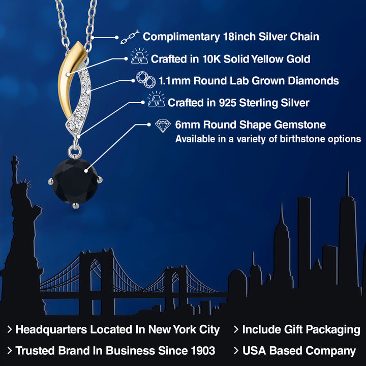 Pendant in 925 Sterling Silver and 10K Yellow Gold