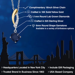 Pendant in 925 Sterling Silver and 10K Yellow Gold