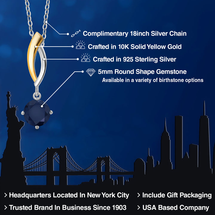 Pendant in 925 Sterling Silver and 10K Yellow Gold