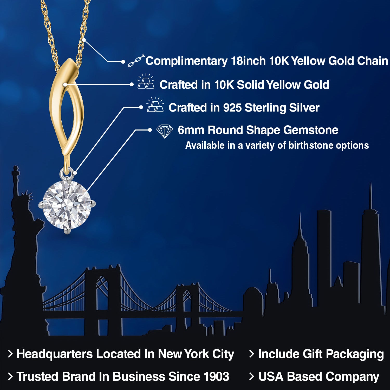 Pendant in 925 Sterling Silver and 10K Yellow Gold