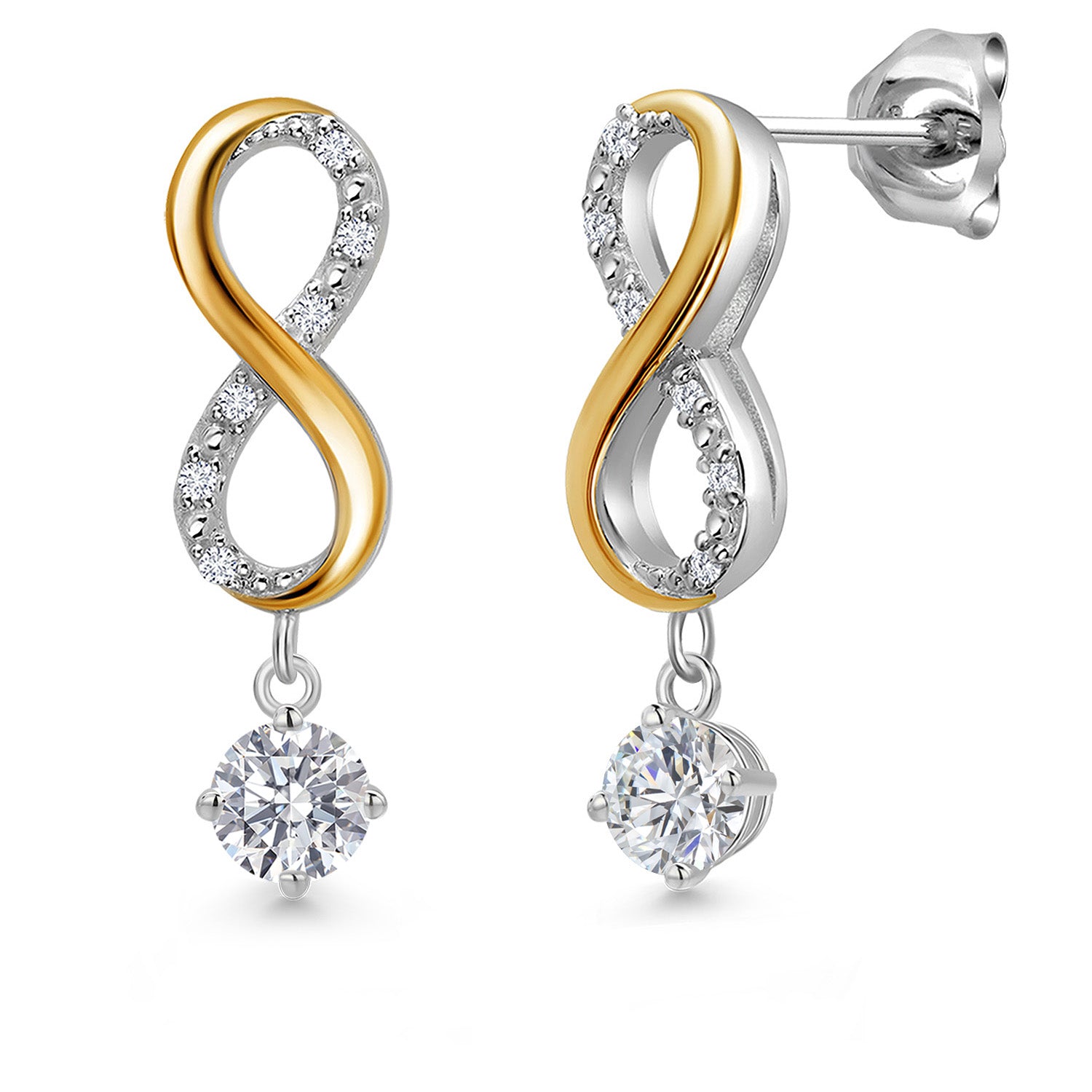 Earrings in 925 Sterling Silver and 10K Yellow Gold