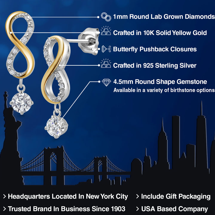 Earrings in 925 Sterling Silver and 10K Yellow Gold