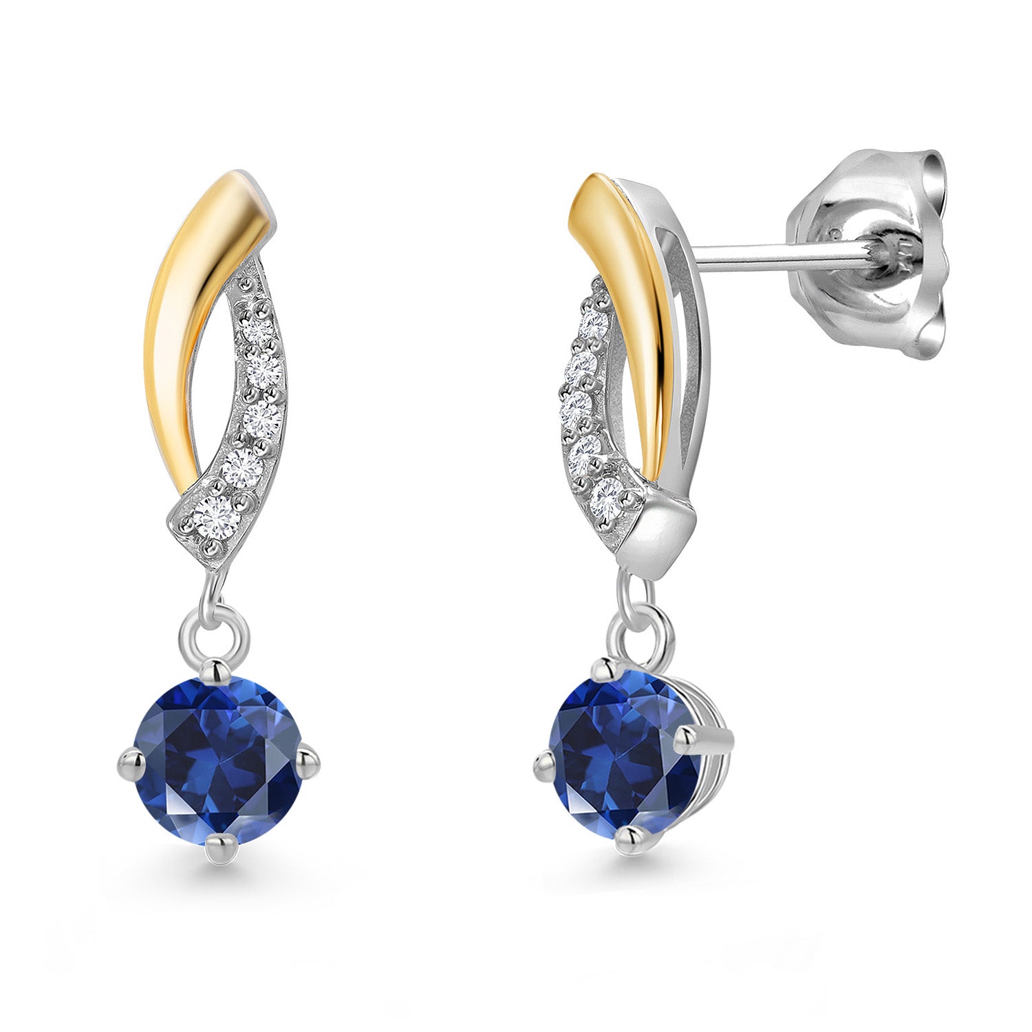 Earrings in 925 Sterling Silver and 10K Yellow Gold