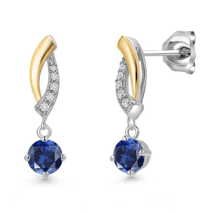 Earrings in 925 Sterling Silver and 10K Yellow Gold