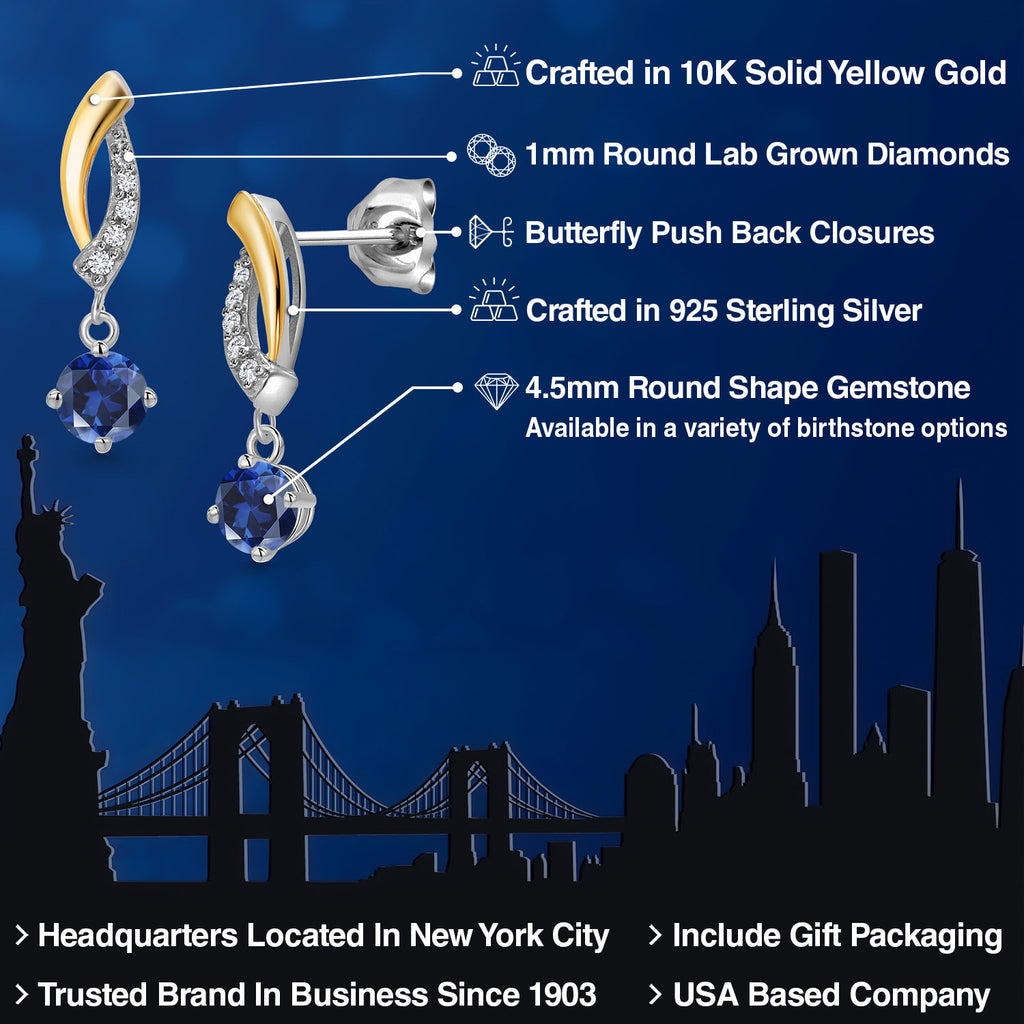 Earrings in 925 Sterling Silver and 10K Yellow Gold