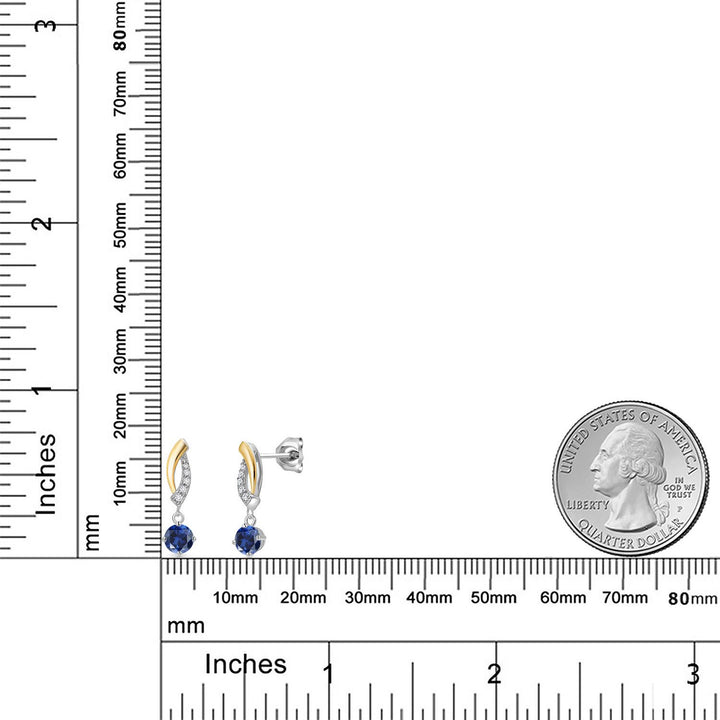 Earrings in 925 Sterling Silver and 10K Yellow Gold