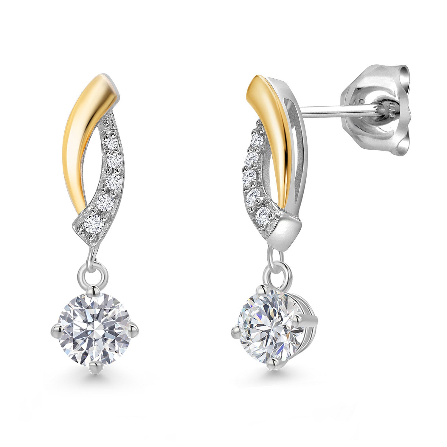 Earrings in 925 Sterling Silver and 10K Yellow Gold