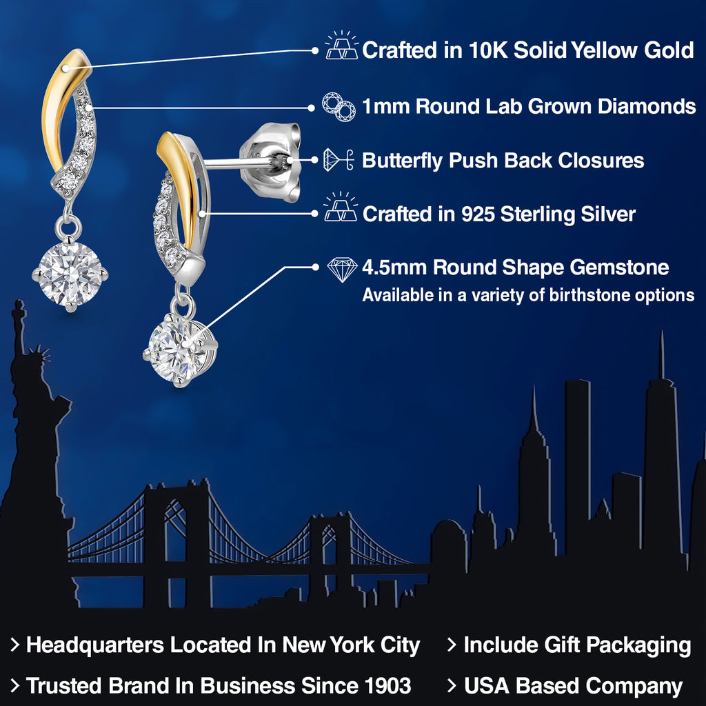 Earrings in 925 Sterling Silver and 10K Yellow Gold