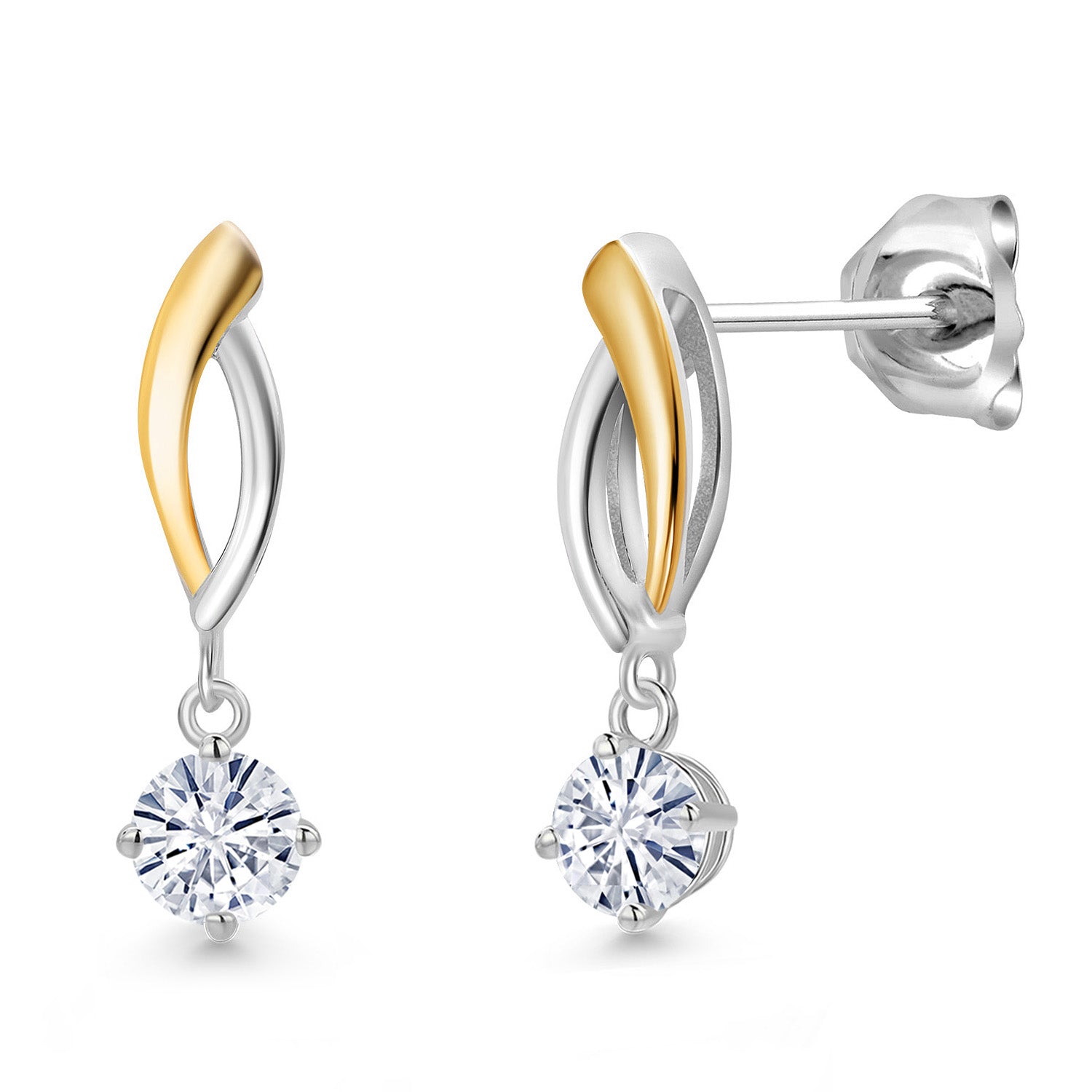 Earrings in 925 Sterling Silver and 10K Yellow Gold