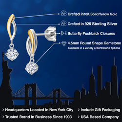 Earrings in 925 Sterling Silver and 10K Yellow Gold