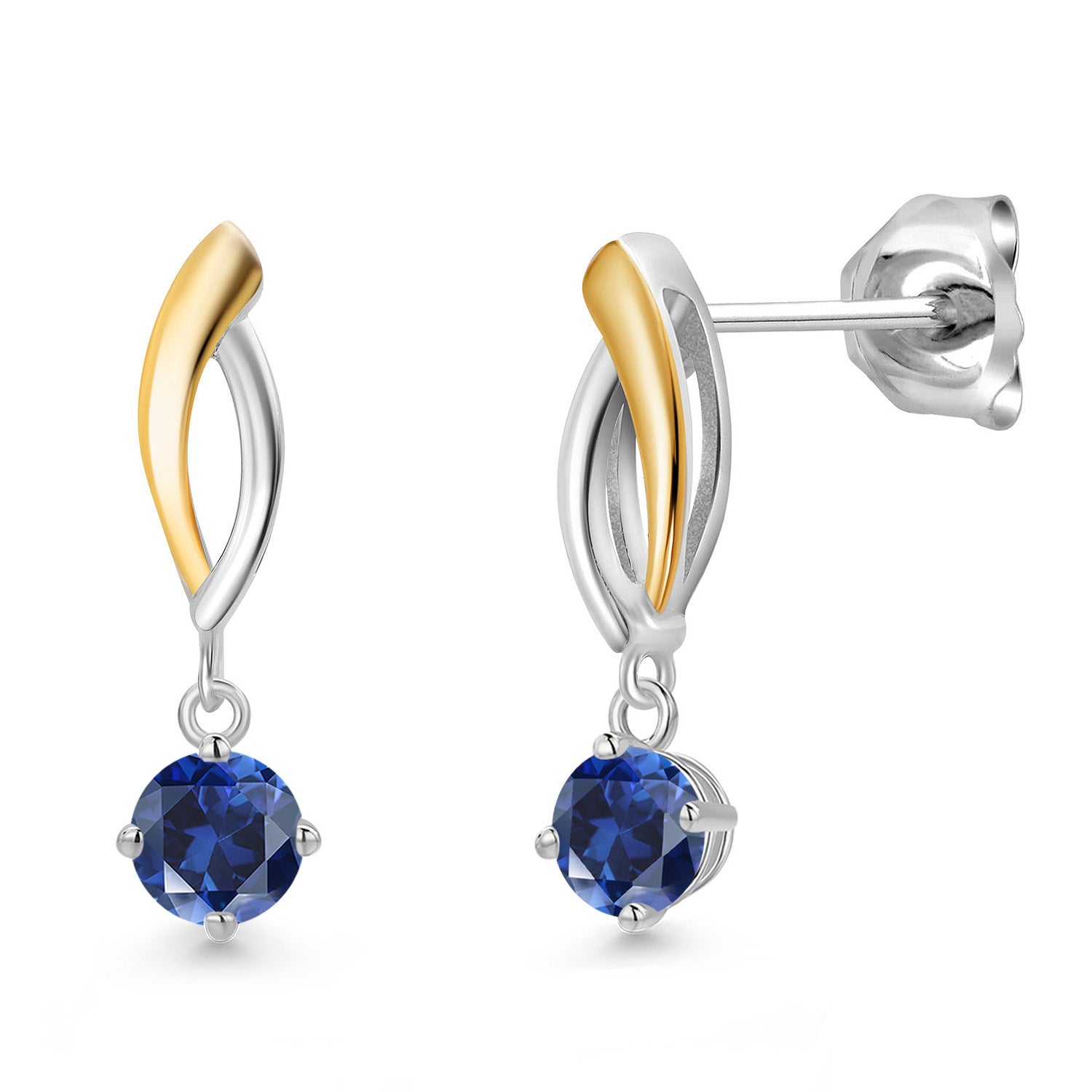 Earrings in 925 Sterling Silver and 10K Yellow Gold