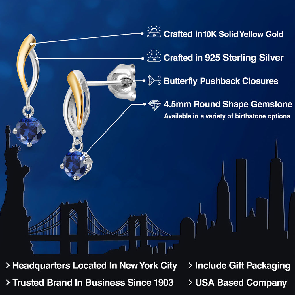 Earrings in 925 Sterling Silver and 10K Yellow Gold