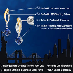 Earrings in 925 Sterling Silver and 10K Yellow Gold