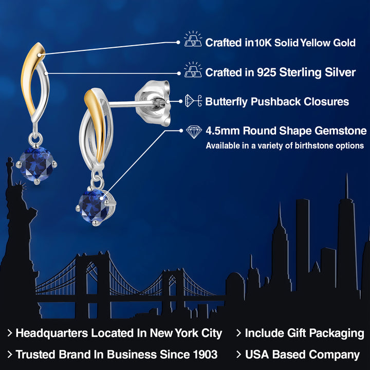 Earrings in 925 Sterling Silver and 10K Yellow Gold
