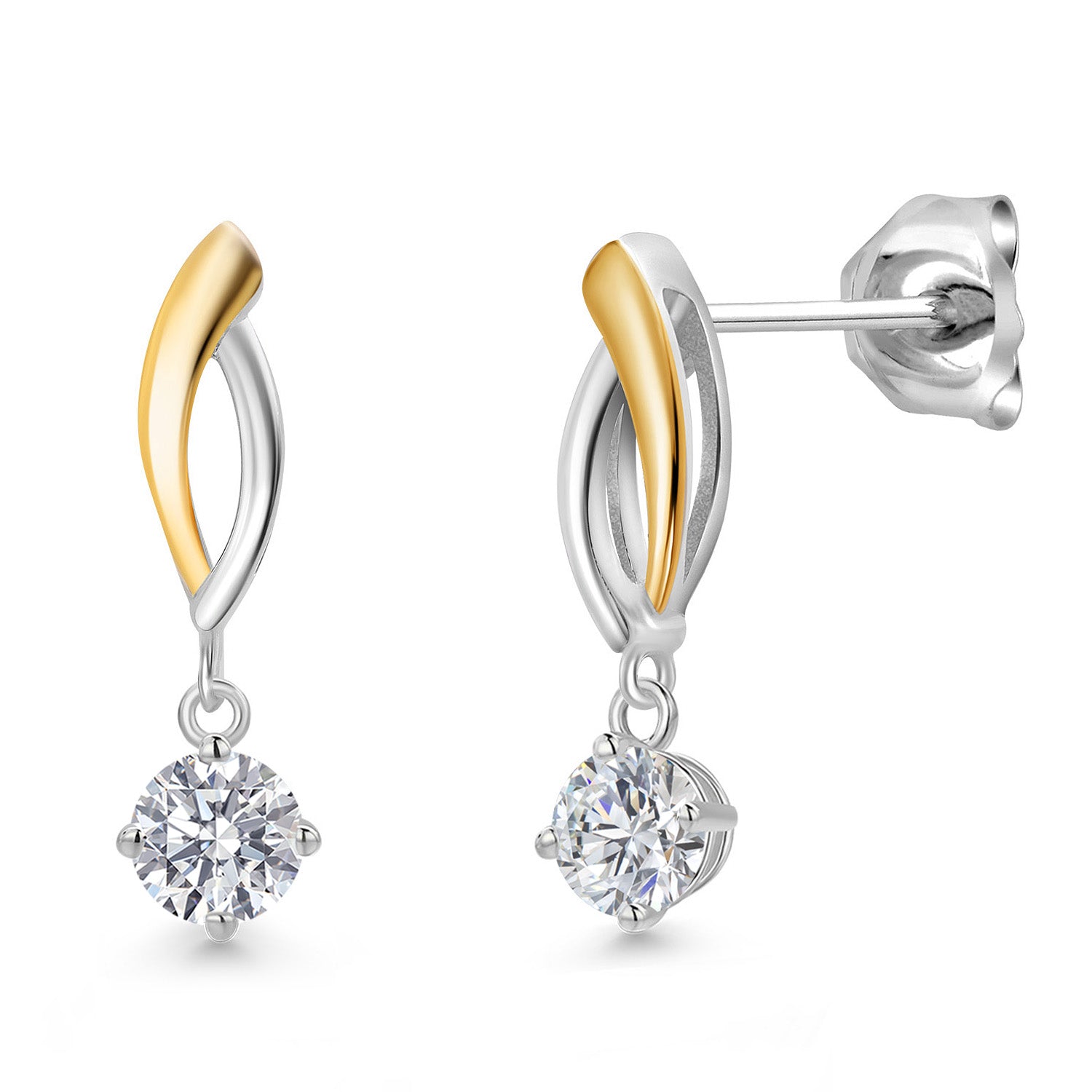 Earrings in 925 Sterling Silver and 10K Yellow Gold