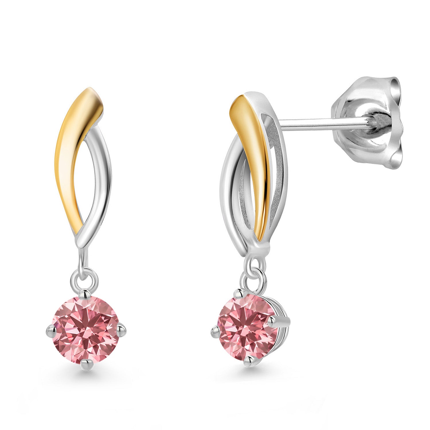 Earrings in 925 Sterling Silver and 10K Yellow Gold