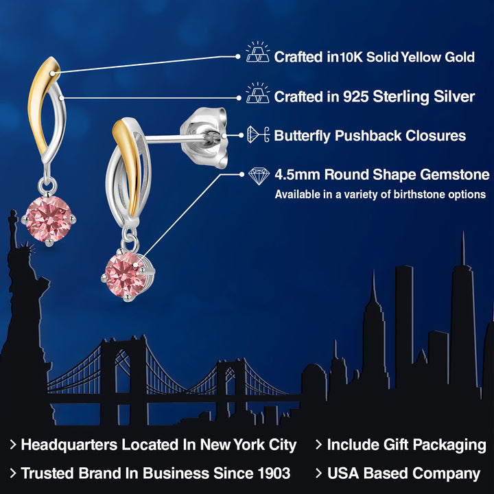 Earrings in 925 Sterling Silver and 10K Yellow Gold