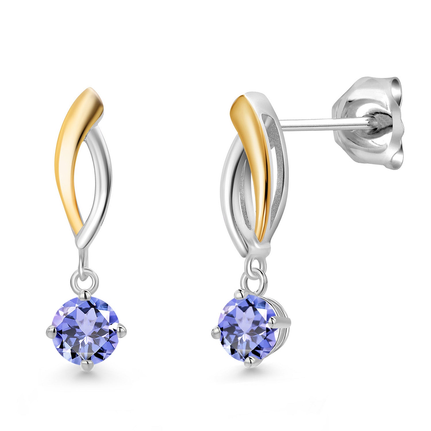 Earrings in 925 Sterling Silver and 10K Yellow Gold