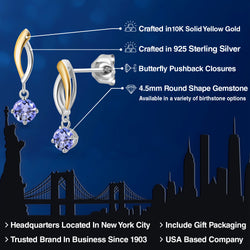 Earrings in 925 Sterling Silver and 10K Yellow Gold