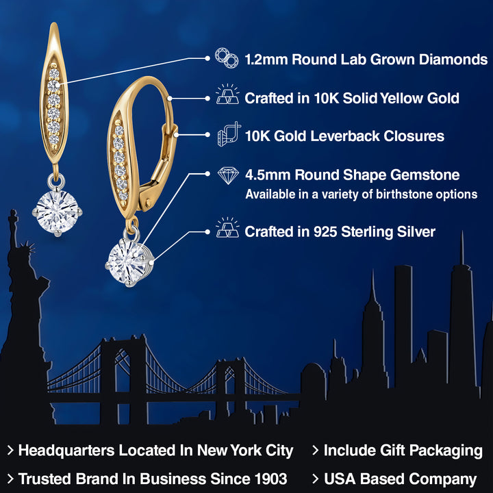 Earrings in 925 Sterling Silver and 10K Yellow Gold