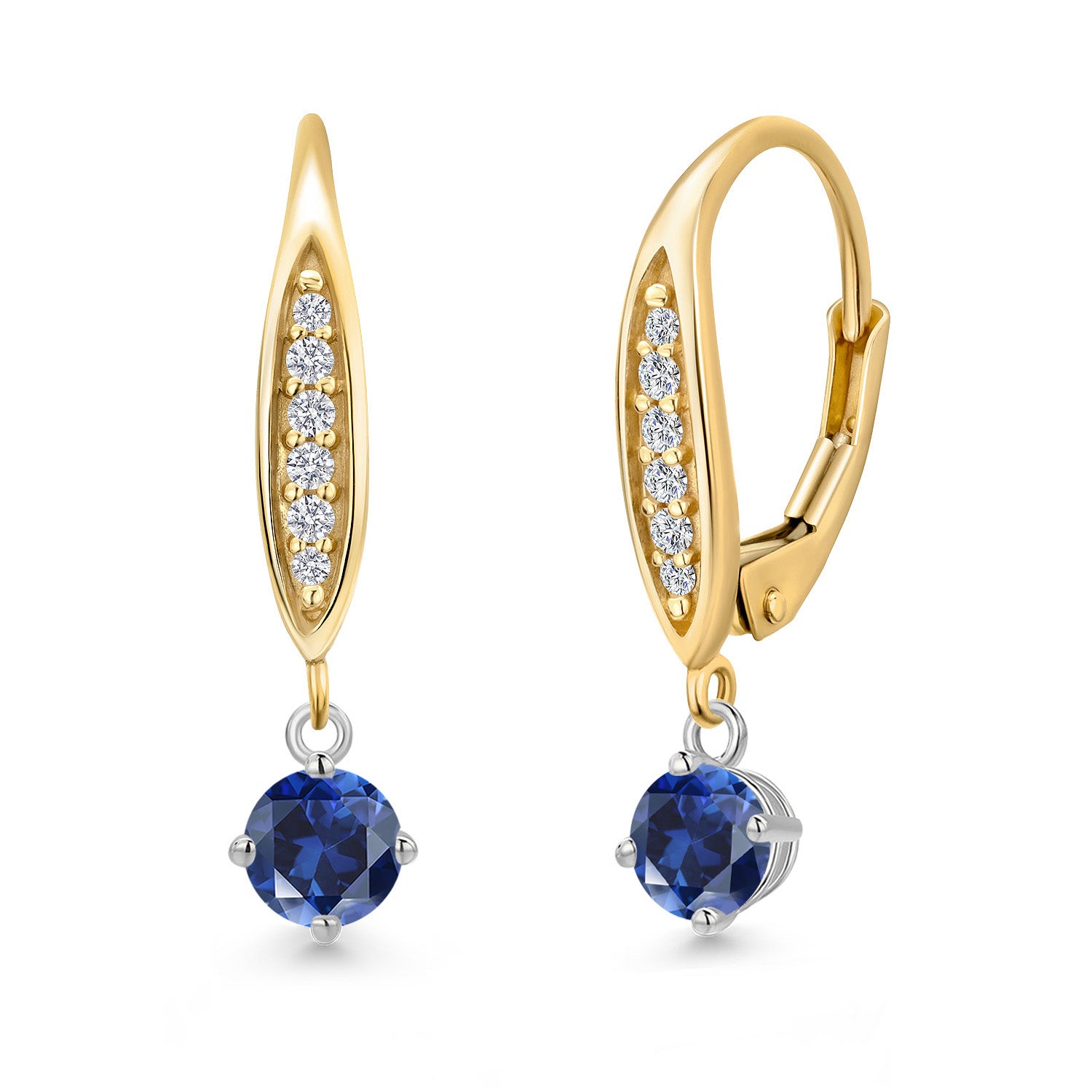 Earrings in 925 Sterling Silver and 10K Yellow Gold