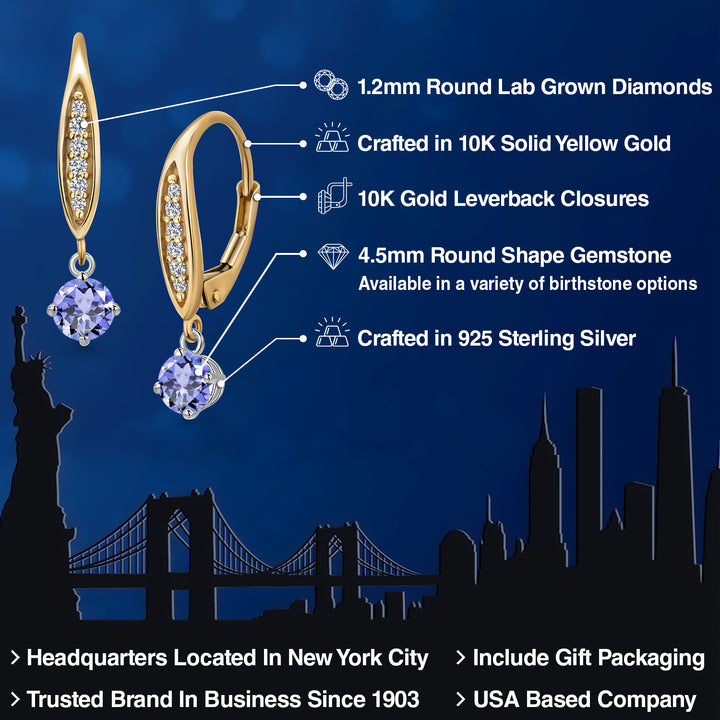 Earrings in 925 Sterling Silver and 10K Yellow Gold