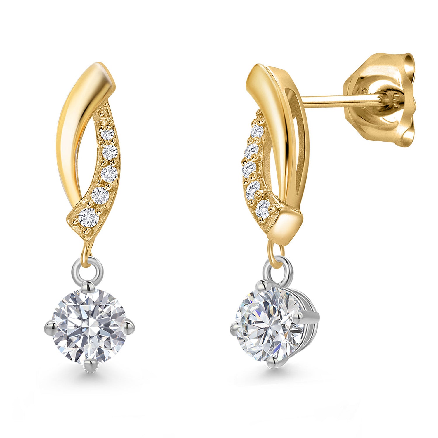 Earrings in 925 Sterling Silver and 10K Yellow Gold