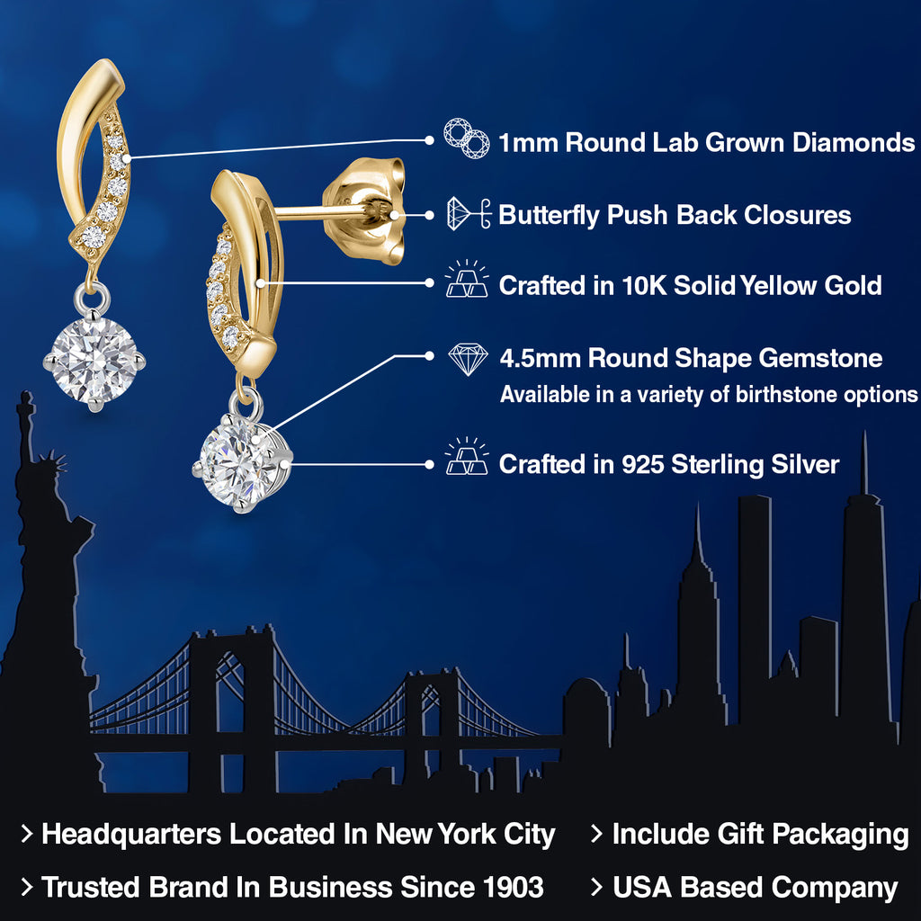 Earrings in 925 Sterling Silver and 10K Yellow Gold