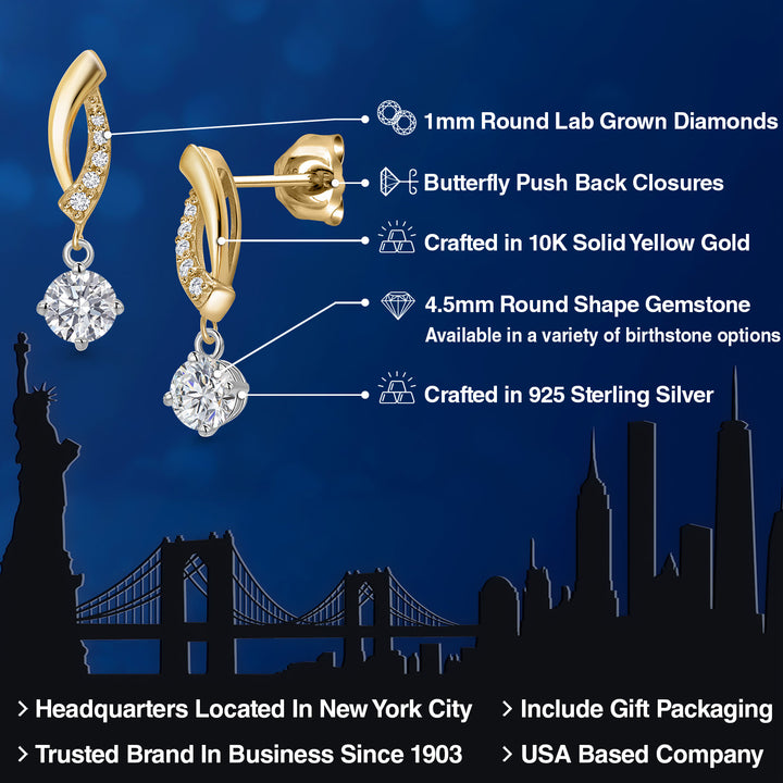 Earrings in 925 Sterling Silver and 10K Yellow Gold