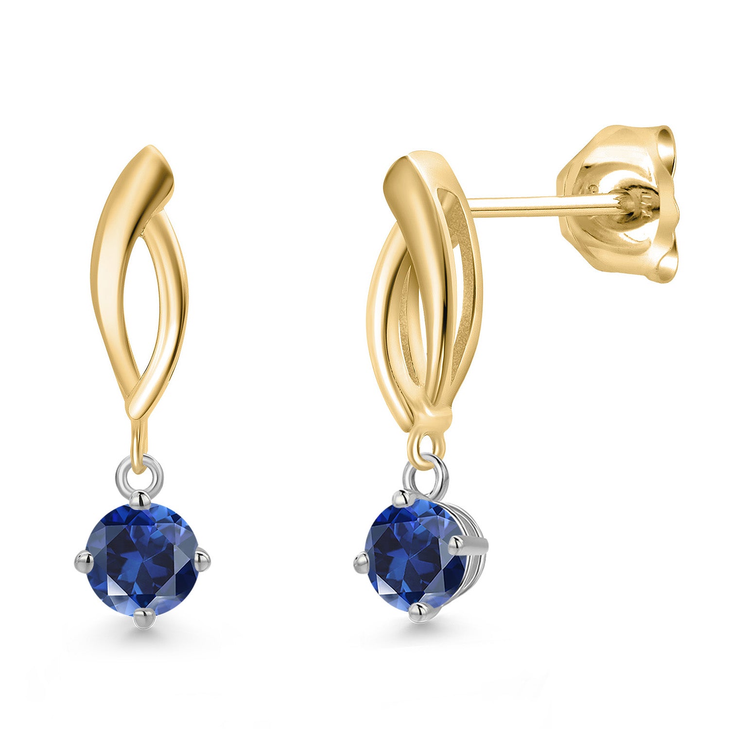 Earrings in 925 Sterling Silver and 10K Yellow Gold